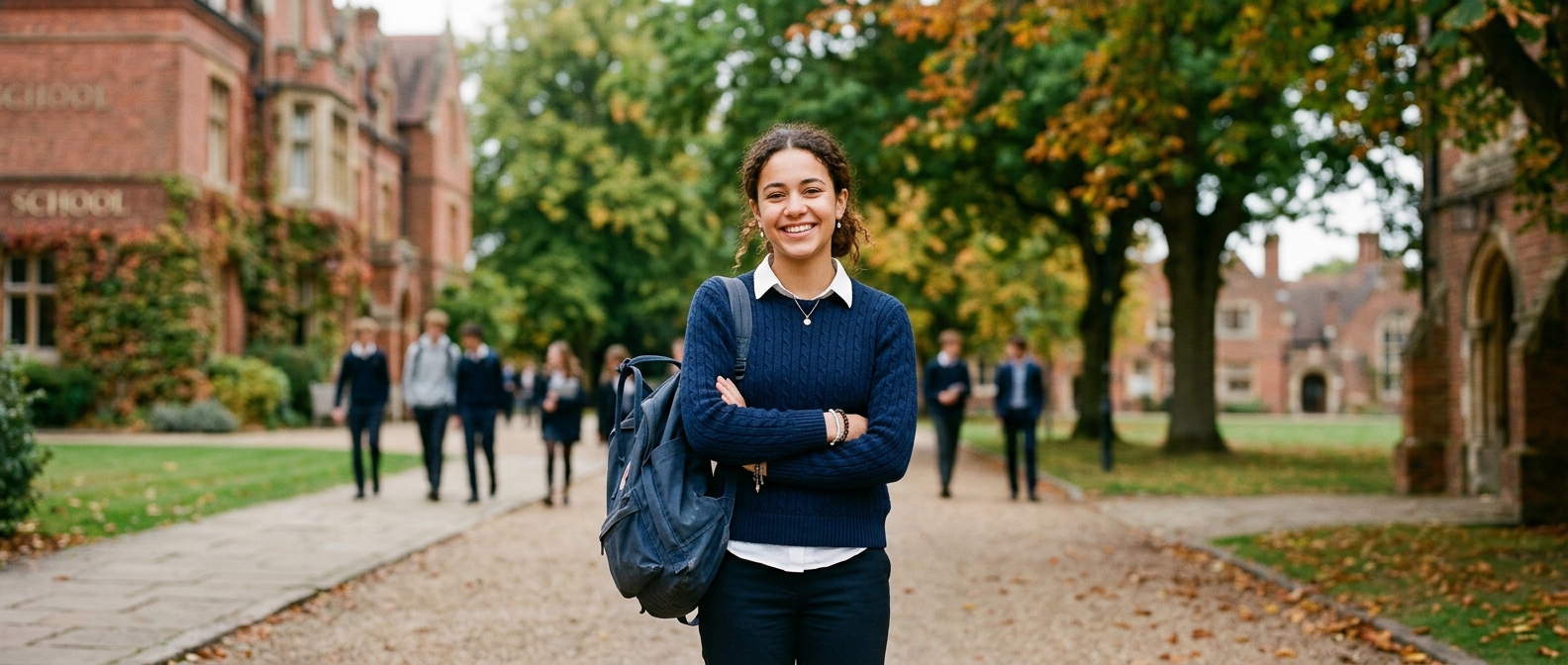 A student on a school campus